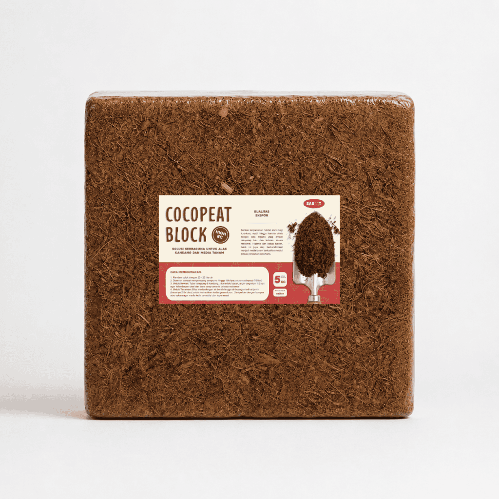 SABOOT High EC Cocopeat Block 5KG - export grade high EC cocopeat supplier Indonesia