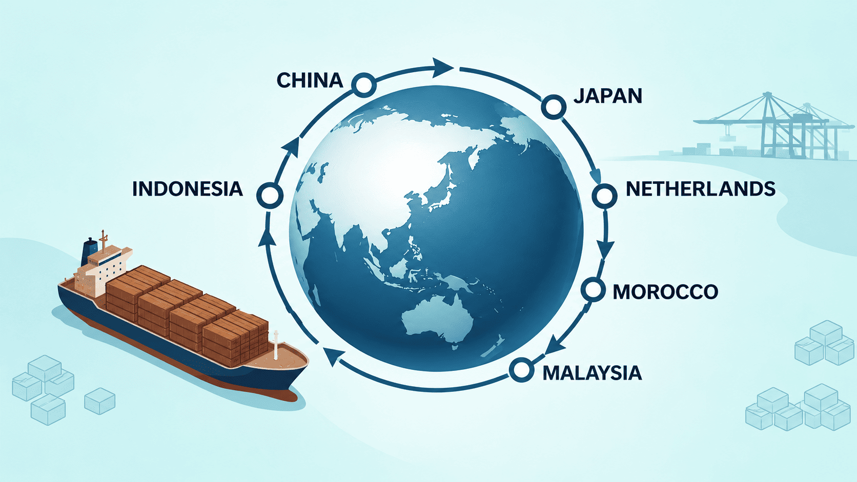Infographic of international shipping routes